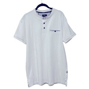 Artful Rebel Luxury Crew Neck Collarless Cotton Quality T-shirt Large White